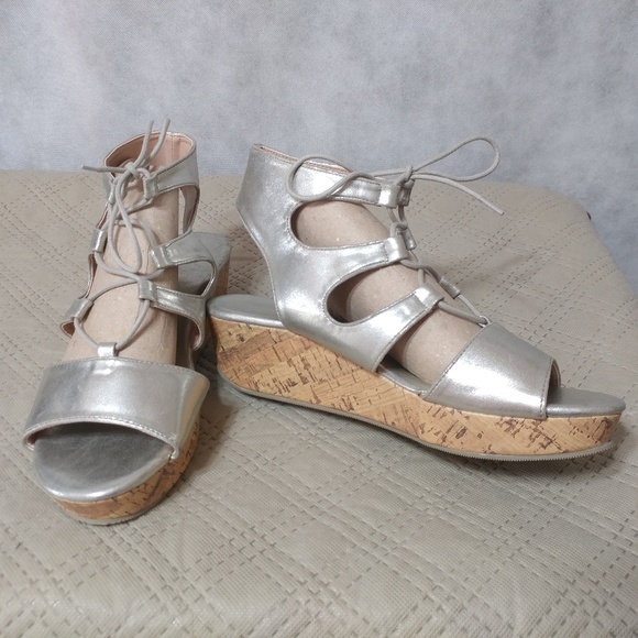 Avon Shoes - New Silver Gladiator Wedge Sandals